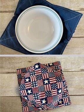 Microwave / Ice Cream Bowl Cozy Patriotic Reversible All Cotton Bowl Patriotic